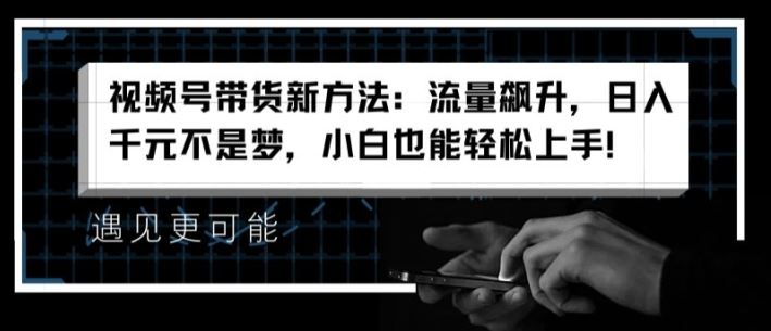 视频号带货新方法：流量飙升，日入千元不是梦，小白也能轻松上手【揭秘】-聊项目