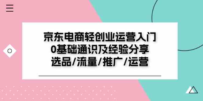 京东电商轻创业运营入门0基础通识及经验分享：选品/流量/推广/运营-聊项目