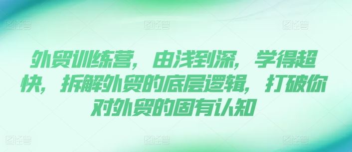 外贸训练营，由浅到深，学得超快，拆解外贸的底层逻辑，打破你对外贸的固有认知-聊项目