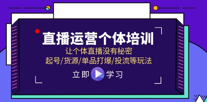 （11636期）直播运营个体培训，让个体直播没有秘密，起号/货源/单品打爆/投流等玩法-聊项目