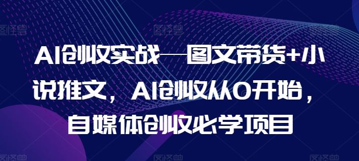 AI创收实战—图文带货+小说推文，AI创收从0开始，自媒体创收必学项目-聊项目