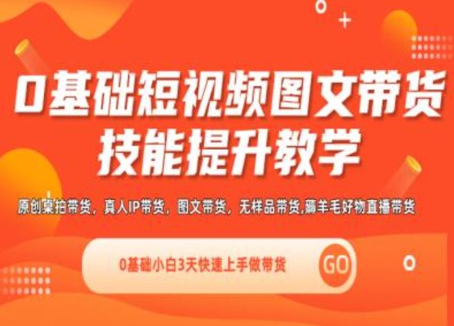 0基础短视频图文带货实操技能提升教学(直播课+视频课),0基础小白3天快速上手做带货-聊项目