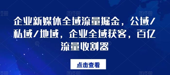 企业新媒体全域流量掘金，公域/私域/地域，企业全域获客，百亿流量收割器-聊项目