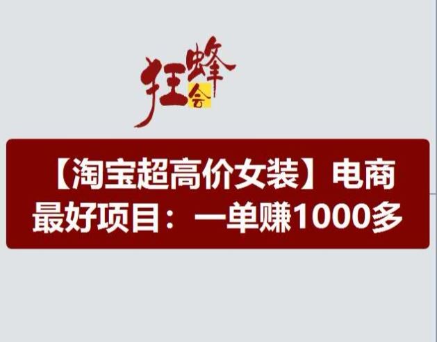 淘宝超高价女装项目，电商最好赛道，一单赚1000多-聊项目