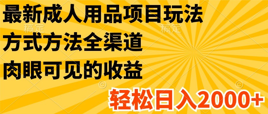 最新成人用品项目玩法，方式方法全渠道，肉眼可见的收益，轻松日入2000+-聊项目