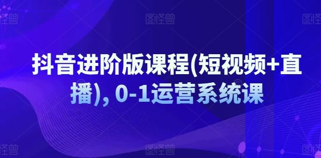 抖音进阶版课程(短视频+直播), 0-1运营系统课-聊项目