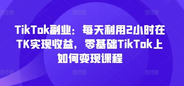 TikTok副业：每天利用2小时在TK实现收益，零基础TikTok上如何变现课程-聊项目