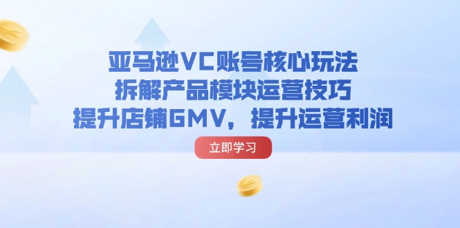 （11848期）亚马逊VC账号核心玩法，拆解产品模块运营技巧，提升店铺GMV，提升运营利润-聊项目