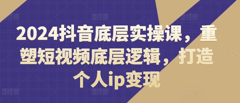 2024抖音底层实操课，​重塑短视频底层逻辑，打造个人ip变现-聊项目