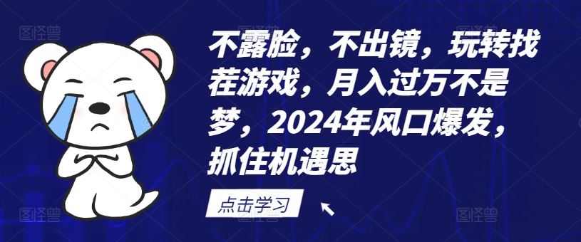 不露脸，不出镜，玩转找茬游戏，月入过万不是梦，2024年风口爆发，抓住机遇【揭秘】-聊项目