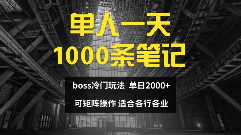 单人一天1000条笔记，日入2000+，BOSS直聘的正确玩法【揭秘】-聊项目