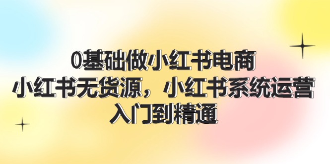 （11960期）0基础做小红书电商，小红书无货源，小红书系统运营，入门到精通 (70节)-聊项目