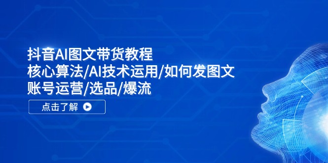 抖音AI图文带货教程：核心算法/AI技术运用/如何发图文/账号运营/选品/爆流-聊项目