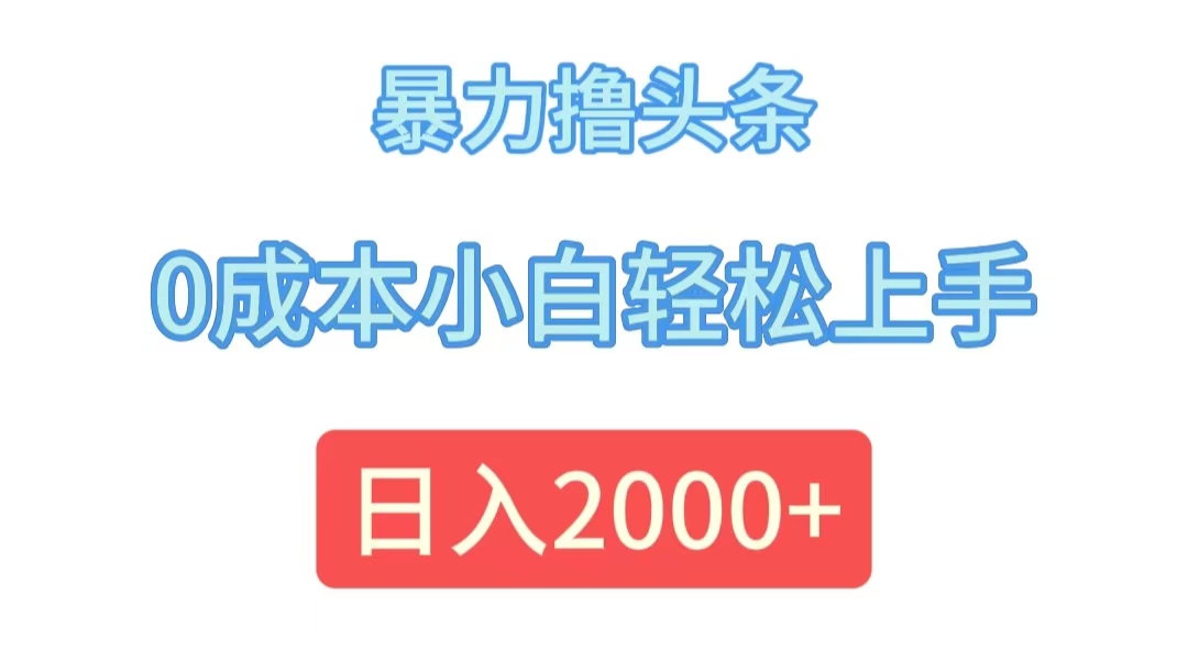 （12068期）暴力撸头条，0成本小白轻松上手，日入2000+-聊项目