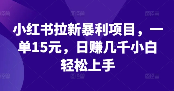 小红书拉新暴利项目，一单15元，日赚几千小白轻松上手-聊项目