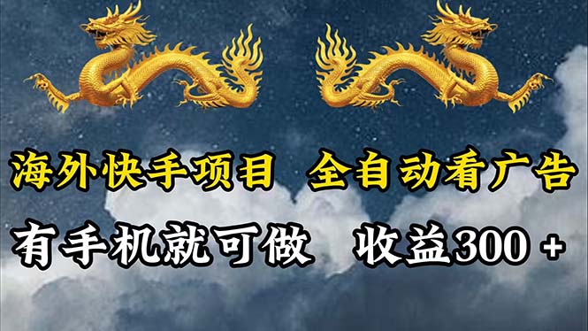 （12175期）海外快手项目，利用工具全自动看广告，每天轻松 300+-聊项目