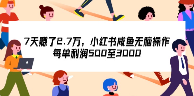 （12192期）7天收了2.7万，小红书咸鱼无脑操作，每单利润500至3000-聊项目