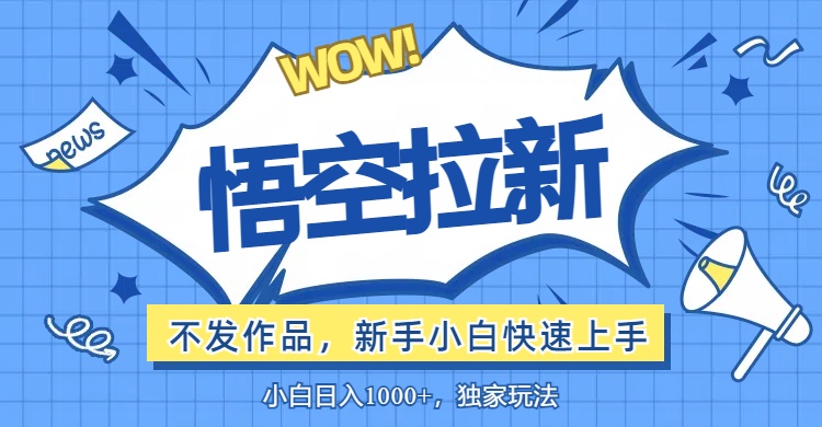 （12243期）悟空拉新最新玩法，无需作品暴力出单，小白快速上手-聊项目