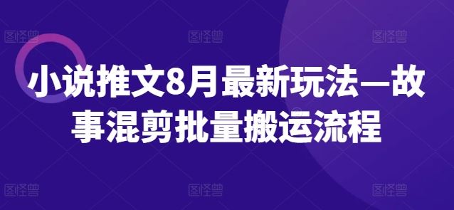 小说推文8月最新玩法—故事混剪批量搬运流程-聊项目