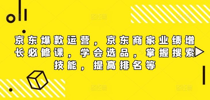 京东爆款运营，京东商家业绩增长必修课，学会选品，掌握搜索技能，提高排名等-聊项目