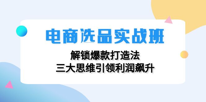 （12398期）电商选品实战班：解锁爆款打造法，三大思维引领利润飙升-聊项目