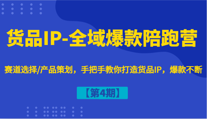 货品IP-全域爆款陪跑营【第4期】赛道选择/产品策划，手把手教你打造货品IP，爆款不断-聊项目