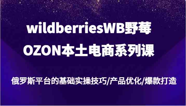 wildberriesWB野莓/OZON本土电商系列课，俄罗斯平台的基础实操技巧/产品优化/爆款打造-聊项目