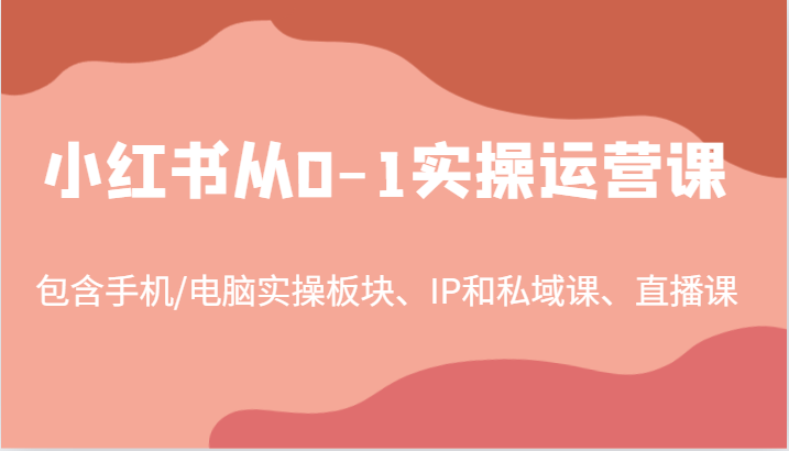 小红书从0-1实操运营课，包含手机/电脑实操板块、IP和私域课、直播课（97节）-聊项目