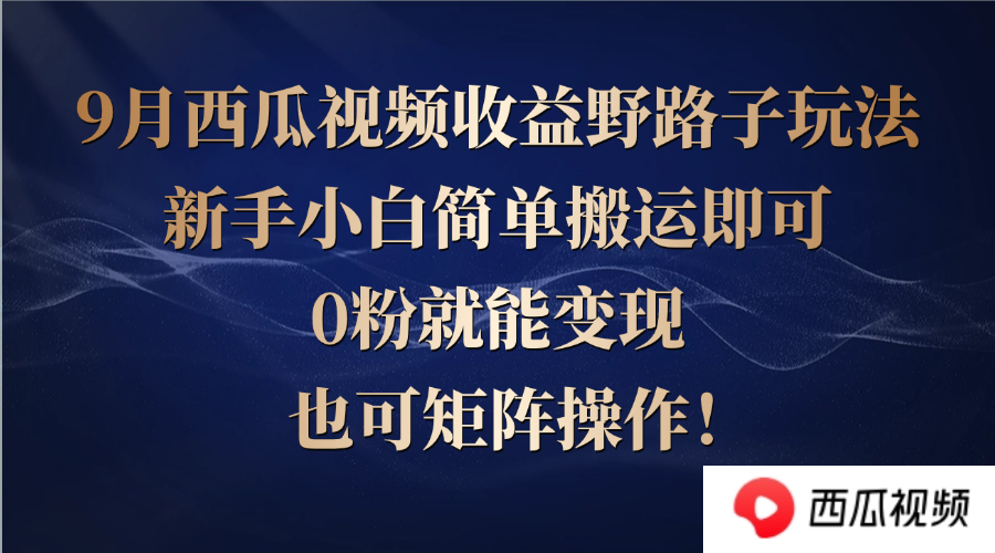 西瓜视频收益野路子玩法，新手小白简单搬运即可，0粉就能变现，也可矩…-聊项目