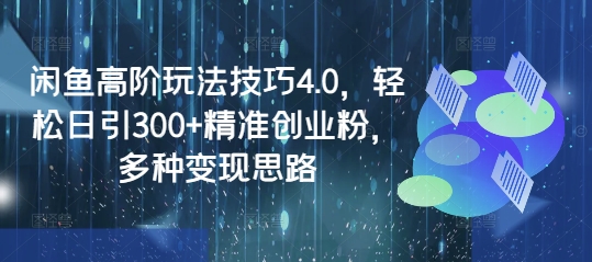 闲鱼高阶玩法技巧4.0，轻松日引300+精准创业粉，多种变现思路-聊项目