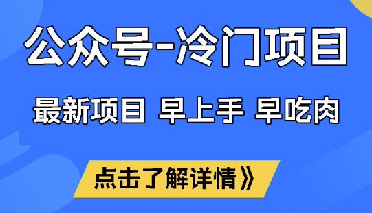 公众号冷门赛道，早上手早吃肉，单月轻松稳定变现1W【揭秘】-聊项目