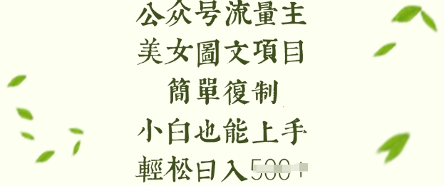 流量主长期收益项目，美女图片简单复制，小白也能上手，轻松日入5张-聊项目