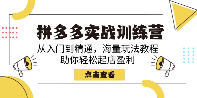 拼多多实战训练营，从入门到精通，海量玩法教程，助你轻松起店盈利-聊项目