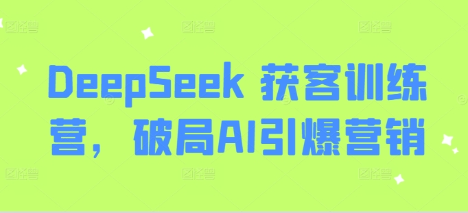 DeepSeek 获客训练营，破局AI引爆营销-聊项目