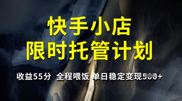 快手小店限时托管计划，收益55分，全程喂饭，单日稳定变现5张【揭秘】-聊项目