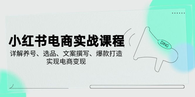 小红书电商实战课程，详解养号、选品、文案撰写、爆款打造，实现电商变现-聊项目