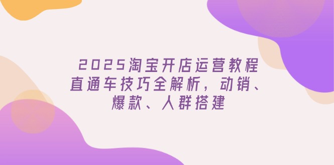 2025淘宝开店运营教程更新，直通车技巧全解析，动销、爆款、人群搭建-聊项目