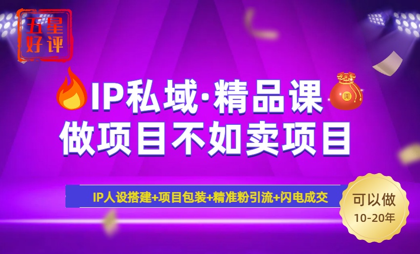 2025年“IP私域·密训精品课”，日赚3000+小白避坑年赚百万，暴力引流…-聊项目