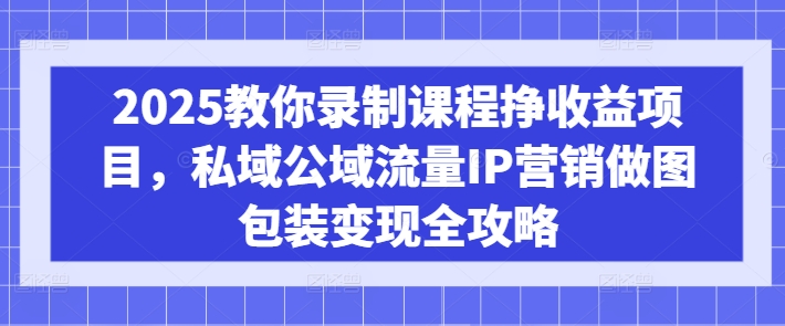 2025教你录制课程挣收益项目，私域公域流量IP营销做图包装变现全攻略-聊项目